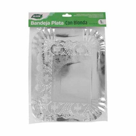 Vassoio per aperitivi Algon Argentato Rettangolare 23 x 29,5 x 1 cm Monouso (48 Unità)