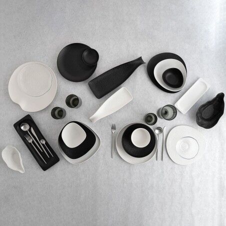 Piatto da pranzo Bidasoa Fosil Nero Ceramica Ovale 28 x 24,8 x 2,5 cm (6 Unità)