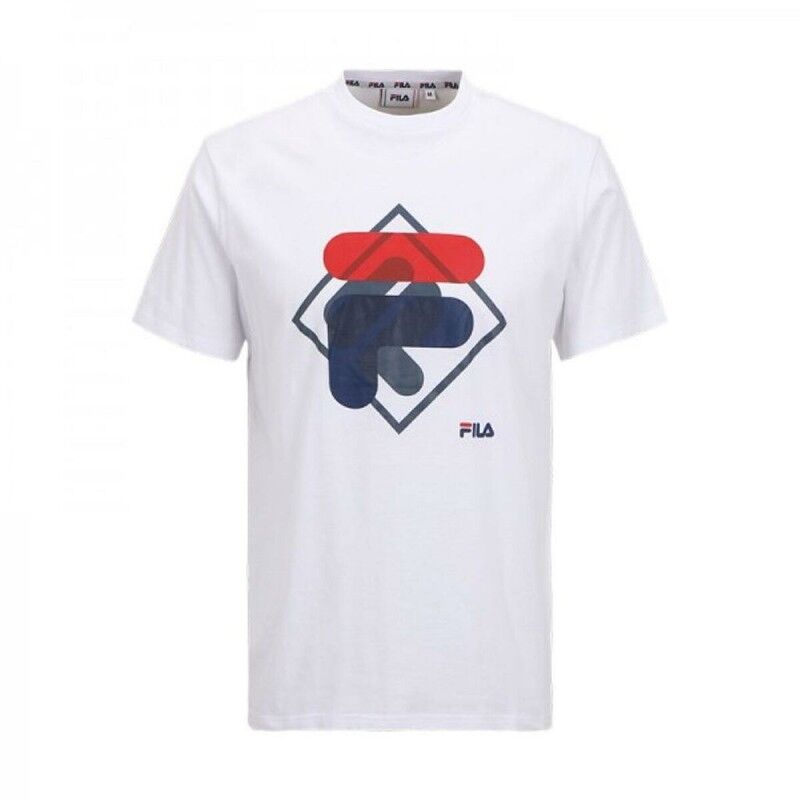 Maglia a Maniche Corte Uomo Fila FAM0447 10001 Bianco Maglia a Maniche Corte Uomo Fila FAM0447 10001 Bianco
