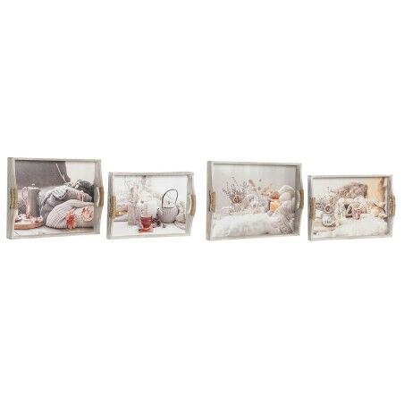Set di Vassoi DKD Home Decor Multicolore 40 x 30 x 6 cm Legno MDF (2 Unità)
