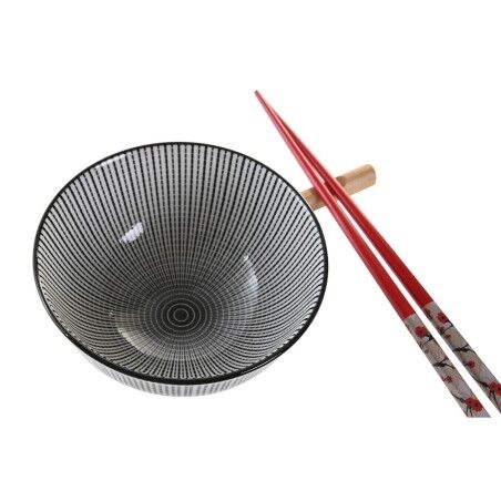Set per Sushi DKD Home Decor 30 x 21 x 7 cm Nero Gres Orientale (6 Pezzi)