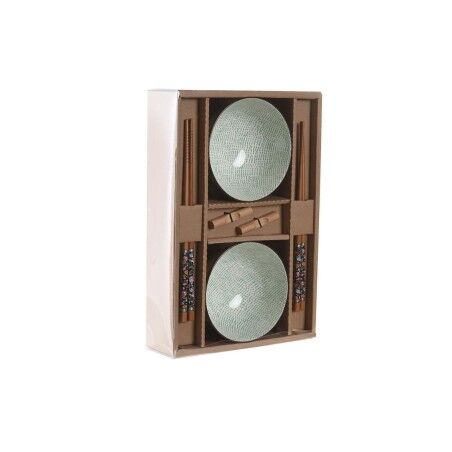 Set per Sushi DKD Home Decor 30 x 21 x 7 cm Verde Blu cielo Gres Orientale (6 Pezzi)