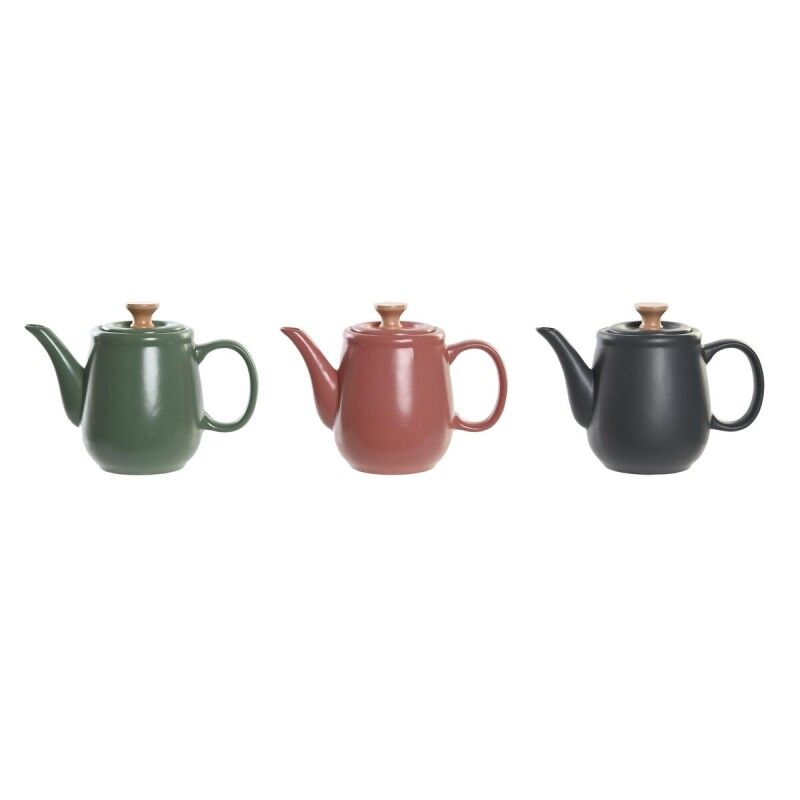 Teiera DKD Home Decor Verde Rosa Naturale Grigio scuro Legno d'albero della gomma Gres 1 L (3 Unità) Teiera DKD Home Decor Verde Rosa Naturale Grigio scuro Legno d'albero della gomma Gres 1 L (3 Unità)