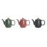 Teiera DKD Home Decor Verde Rosa Naturale Grigio scuro Legno d'albero della gomma Gres 1 L (3 Unità)