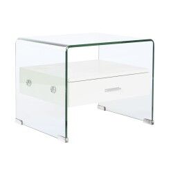 Comodino DKD Home Decor Bianco Trasparente Cristallo Legno MDF 50 x 40 x 45,5 cm