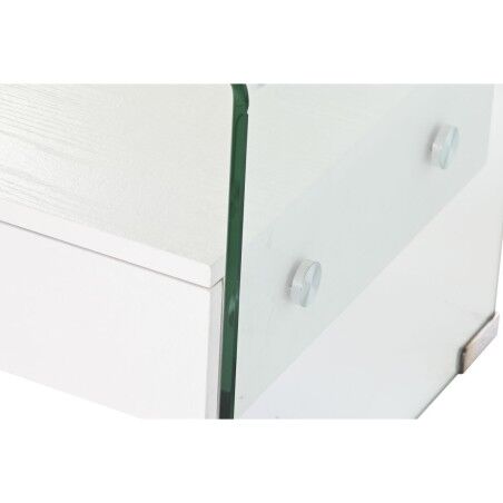 Comodino DKD Home Decor Bianco Trasparente Cristallo Legno MDF 50 x 40 x 45,5 cm
