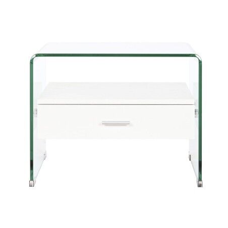 Comodino DKD Home Decor Bianco Trasparente Cristallo Legno MDF 50 x 40 x 45,5 cm