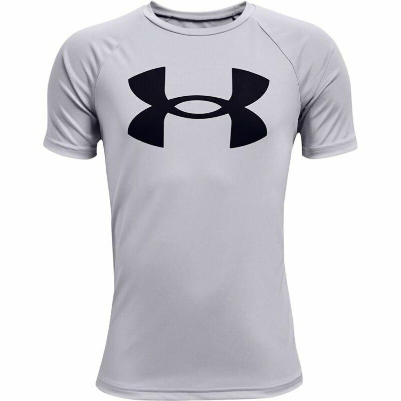 Maglia a Maniche Corte per Bambini Under Armour Tech Big Logo Grigio Maglia a Maniche Corte per Bambini Under Armour Tech Big Logo Grigio