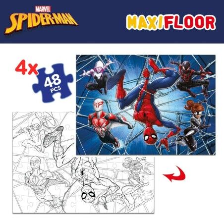 Puzzle per Bambini Spider-Man Double-face 4 in 1 48 Pezzi 35 x 1,5 x 25 cm (6 Unità)