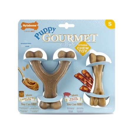 Giocattolo da mordere per cani Nylabone Marrone Burro Di Arachidi Bacon Artificiale S