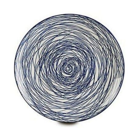 Piatto da pranzo Righe Azzurro Bianco Porcellana 24 x 2,8 x 24 cm