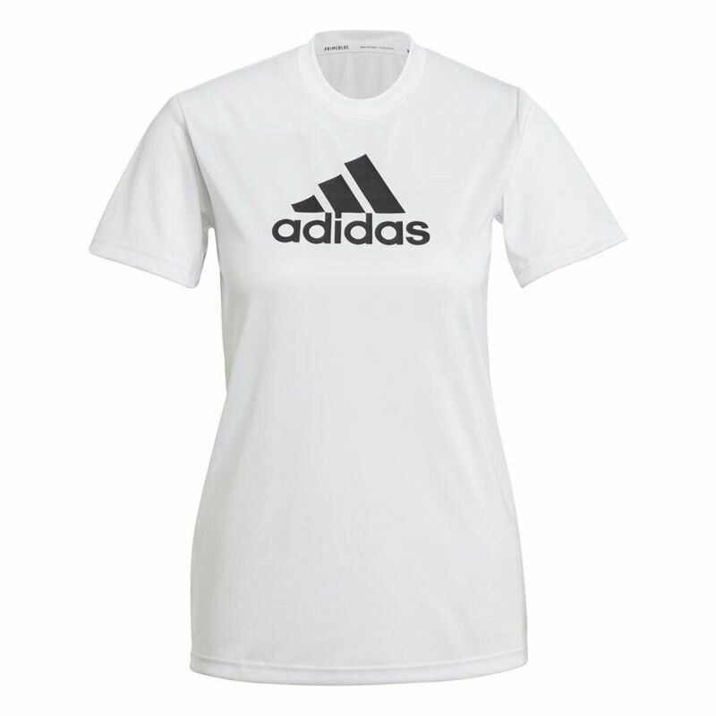 Maglia a Maniche Corte Donna Adidas Primeblue D2M Logo Sport Bianco Maglia a Maniche Corte Donna Adidas Primeblue D2M Logo Sport Bianco