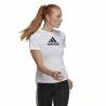 Maglia a Maniche Corte Donna Adidas Primeblue D2M Logo Sport  Bianco