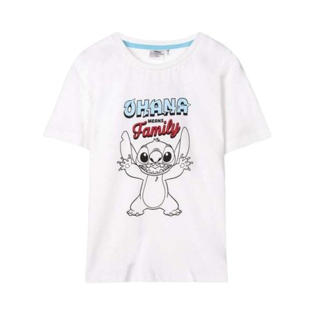 Maglia a Maniche Corte Bambino Stitch Bianco