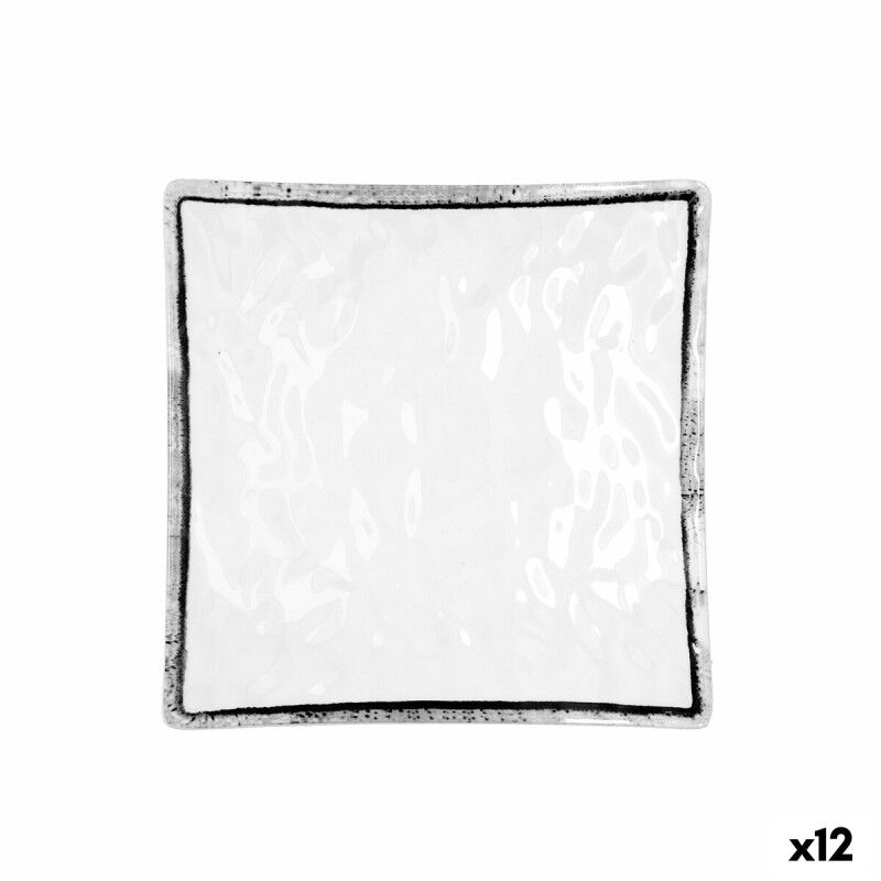 Piatto da pranzo Quid Select Filo Bianco Nero Plastica Quadrato 19 x 19 x 4,5 cm (12 Unità) Piatto da pranzo Quid Select Filo Bianco Nero Plastica Quadrato 19 x 19 x 4,5 cm (12 Unità)