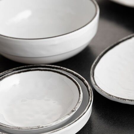 Piatto da pranzo Quid Select Filo Bianco Nero Plastica Quadrato 19 x 19 x 4,5 cm (12 Unità)