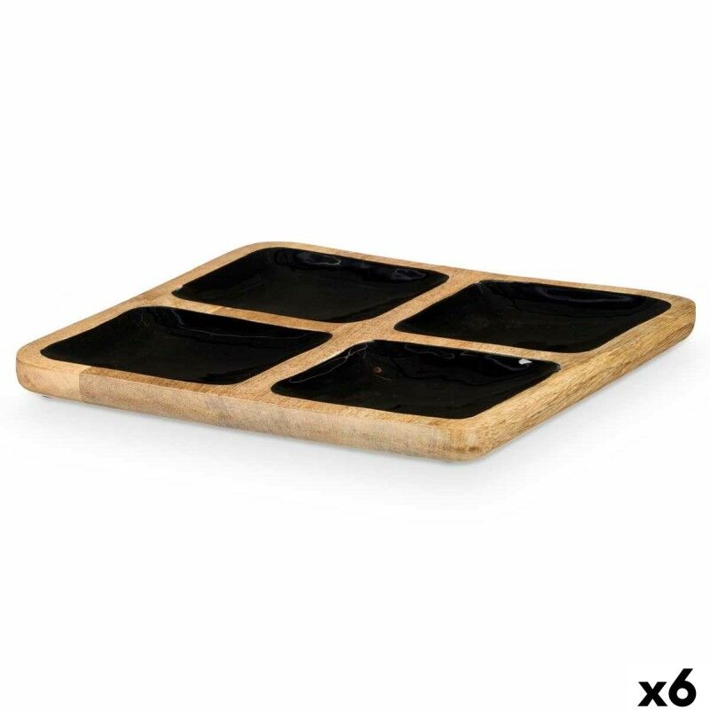 Vassoio con Scompartimenti MALI-991 B Nero 31 x 3 x 31 cm (6 Unità) Vassoio con Scompartimenti MALI-991 B Nero 31 x 3 x 31 cm (6 Unità)