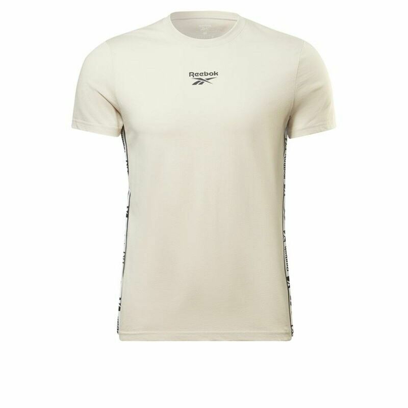 Maglia a Maniche Corte Uomo Reebok Identity Tape Beige Maglia a Maniche Corte Uomo Reebok Identity Tape Beige
