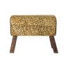 Poggiapiedi DKD Home Decor Nero Legno Marrone Pelle Leopardo (67 x 30 x 51 cm)