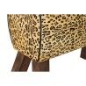 Poggiapiedi DKD Home Decor Nero Legno Marrone Pelle Leopardo (67 x 30 x 51 cm)