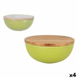 Ciotola Percutti Legno percutti Verde Bambù Con coperchio (4 Unità)