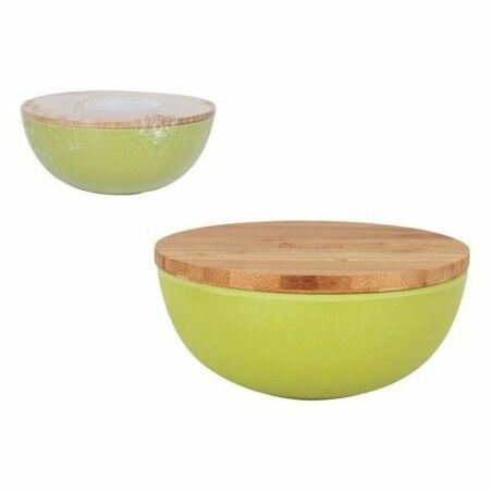Ciotola Percutti Legno percutti Verde Bambù Con coperchio (4 Unità)