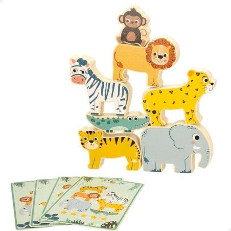 Gioco di Costruzione + Personaggi Woomax animali 16 Pezzi 7 x 7 x 1,5 cm (6 Unità)