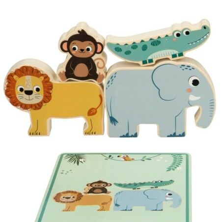 Gioco di Costruzione + Personaggi Woomax animali 16 Pezzi 7 x 7 x 1,5 cm (6 Unità)