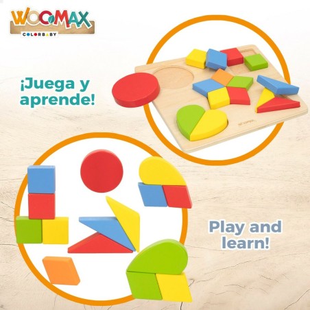 Puzzle di Legno per Bambini Woomax Forme + 12 Mesi 16 Pezzi (6 Unità)