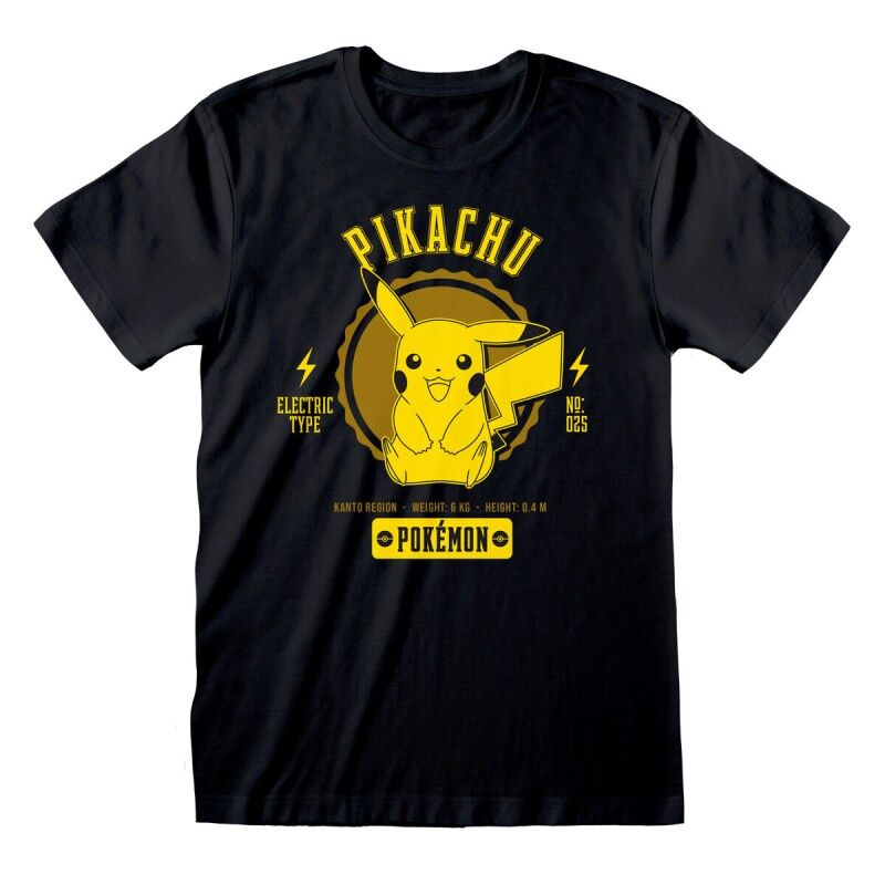 Maglia a Maniche Corte Pokémon Collegiate Picachu Nero Unisex Maglia a Maniche Corte Pokémon Collegiate Picachu Nero Unisex