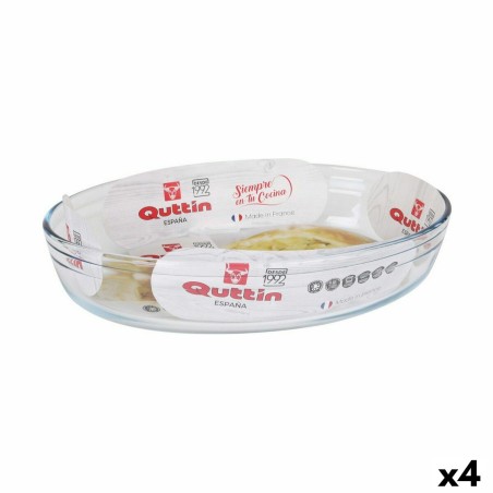 Pirofila da Forno Quttin   Trasparente Vetro Ovale 2,2 L 30,1 x 20,9 x 6,3 cm (4 Unità)