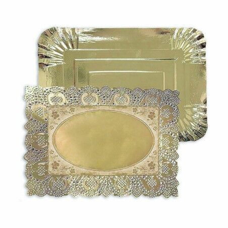 Vassoio per aperitivi Algon Dorato Rettangolare 23 x 29,5 x 1 cm (48 Unità)