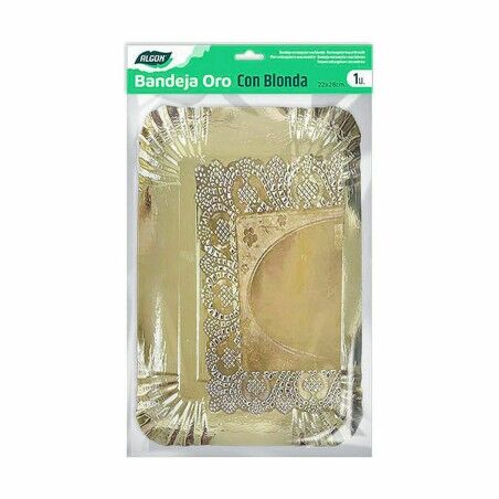 Vassoio per aperitivi Algon Dorato Rettangolare 23 x 29,5 x 1 cm (48 Unità)
