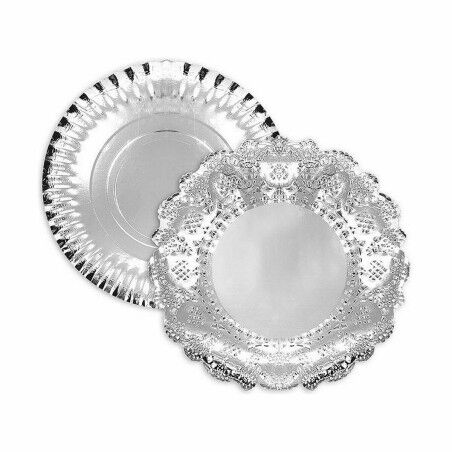 Vassoio per aperitivi Algon Argentato Rotonda 35 x 35 x 2 cm (48 Unità)