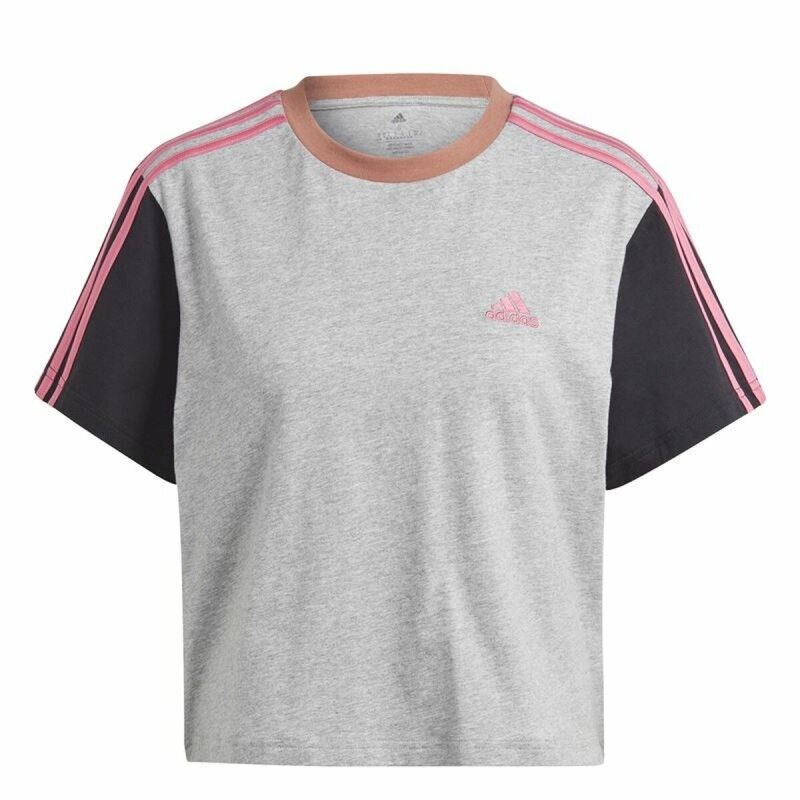 Maglia a Maniche Corte Donna Adidas 3S Cr Grigio Maglia a Maniche Corte Donna Adidas 3S Cr Grigio