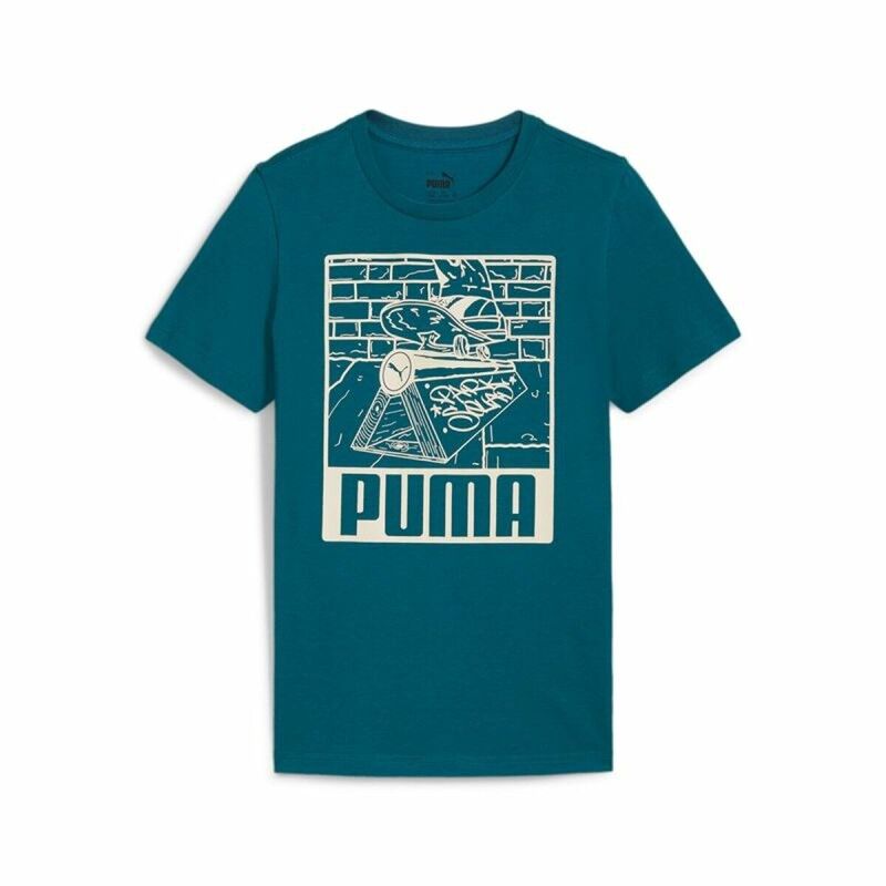Maglia a Maniche Corte per Bambini Puma Ess+ Mid 90S Graphic Azzurro Maglia a Maniche Corte per Bambini Puma Ess+ Mid 90S Graphic Azzurro
