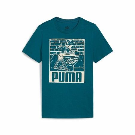 Maglia a Maniche Corte per Bambini Puma Ess+ Mid 90S Graphic Azzurro