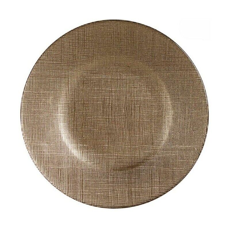 Piatto da pranzo Vivalto 3239121P-5 Dorato Vetro 21 x 2 x 21 cm Piatto da pranzo Vivalto 3239121P-5 Dorato Vetro 21 x 2 x 21 cm