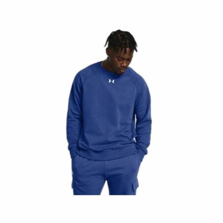 Felpa senza Cappuccio Uomo Under Armour Rival Fleece Crew Azzurro