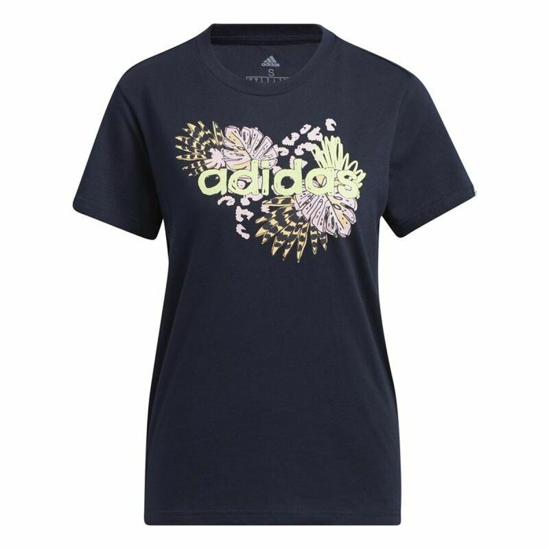 Maglia a Maniche Corte Donna Adidas Farm Print Graphic Blu scuro Maglia a Maniche Corte Donna Adidas Farm Print Graphic Blu scuro