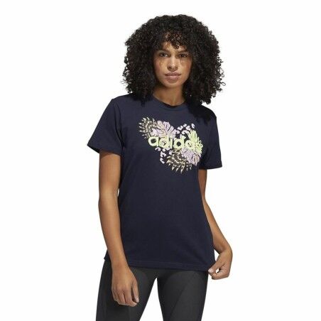 Maglia a Maniche Corte Donna Adidas Farm Print Graphic Blu scuro