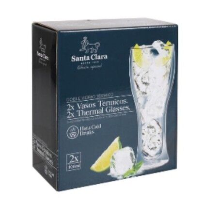 Set di Bicchieri Inde Santa Clara Vetro Borosilicato 400 ml 2 Pezzi
