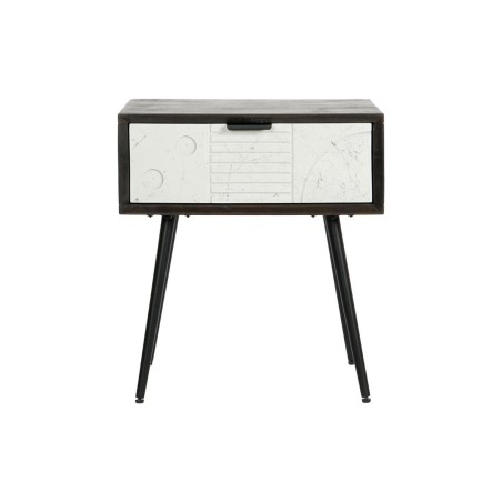 Comodino DKD Home Decor 45 x 38 x 50 cm Nero Metallo Bianco Legno di mango Wengue