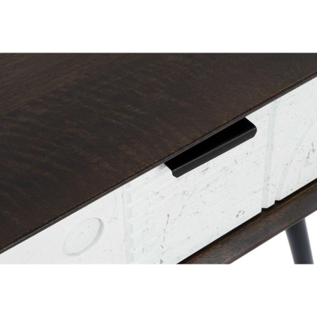 Comodino DKD Home Decor 45 x 38 x 50 cm Nero Metallo Bianco Legno di mango Wengue