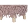 Poggiapiedi DKD Home Decor Naturale Rosa chiaro Legno Boho Macramé 53 x 53 x 31 cm