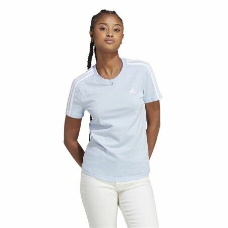 Maglia a Maniche Corte Donna Adidas 3 stripes Azzurro Chiaro