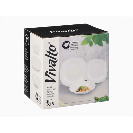 Set di Stoviglie Vivalto F-LFP95-85-90 Bianco Vetro opalino (2 Unità)