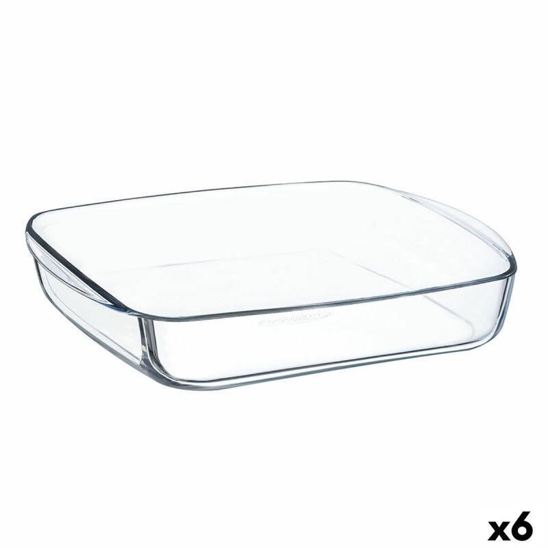Teglia da Cucina Ô Cuisine Quadrato 25 x 22 x 5 cm Trasparente Vetro (6 Unità) Teglia da Cucina Ô Cuisine Quadrato 25 x 22 x 5 cm Trasparente Vetro (6 Unità)