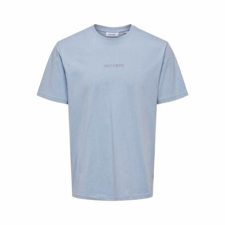 Maglia a Maniche Corte Uomo Only & Sons Onslevi Life Reg Text Eventide Indaco