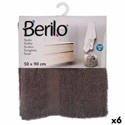 Telo da bagno Berilo 89669 Grigio 80 % cotone 20 % Poliestere 50 x 90 cm 50 x 0,5 x 90 cm (6 Unità)